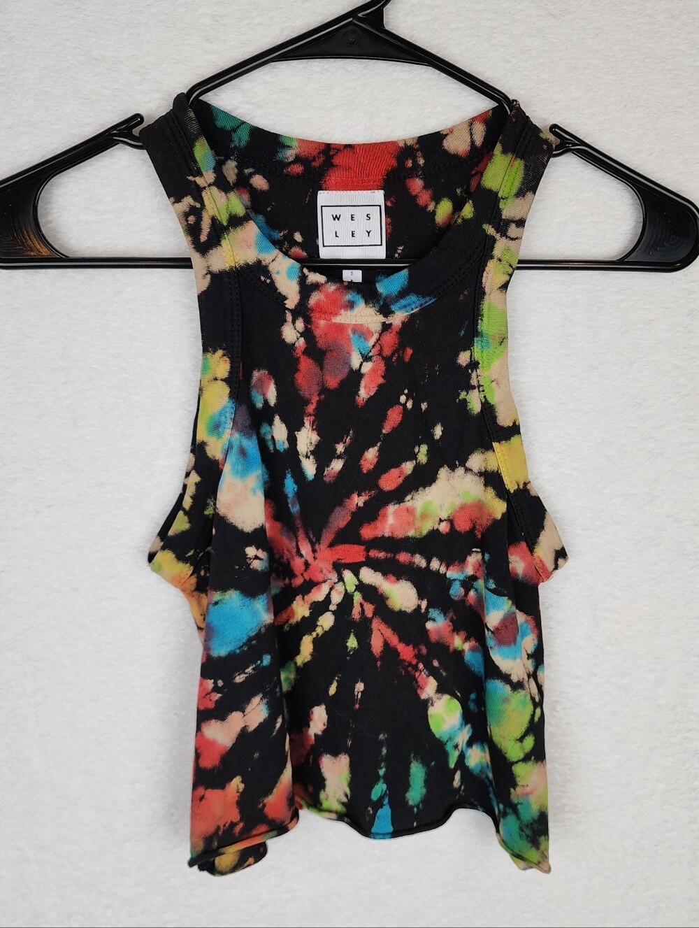 BANDIER WSLY 100% Cotton Rivington Weekend Cropped Tie Dye Tank S